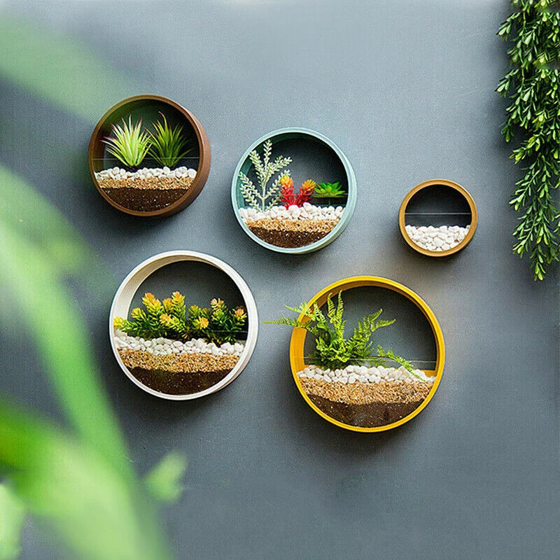 Round Iron Wall Vase Decor