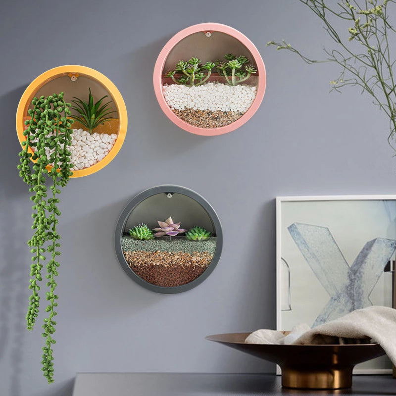 Round Iron Wall Vase Decor